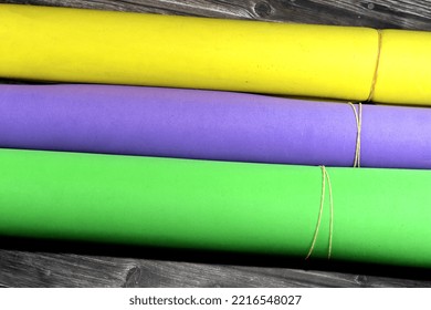 Rolls Of Glittered Colorful Eva Foam Sheets, Colored Cardboard, Rubber Pad, Sponge Papers For School Arts And Crafts, Pile Of Multicolored School Board For Children, Back To School Education Concept