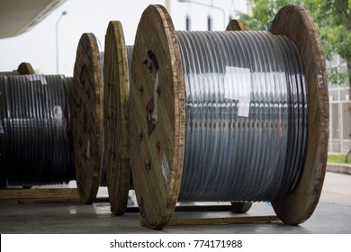 Rolls Of High-voltage Power Cable On Floor