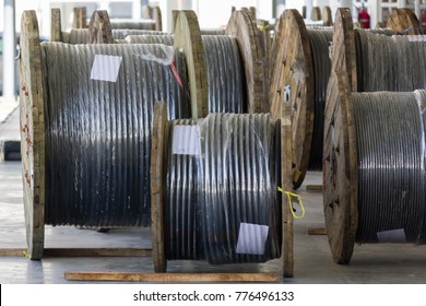 Rolls Of High-voltage Power Cable On Floor