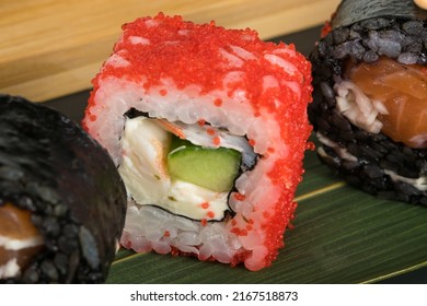 Rolls With Sprinkling Of Flying Fish Caviar, Close-up