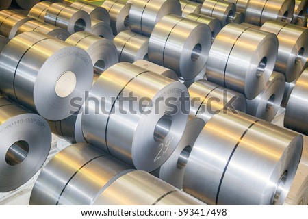 rolls of steel sheet in a plant galvanized steel coil