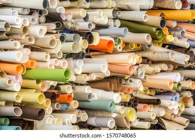 Rolls of textile and fabric for roller blinds. Roller blinds factory