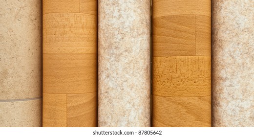 Rolls Of Vinyl Laminated Flooring Close Up