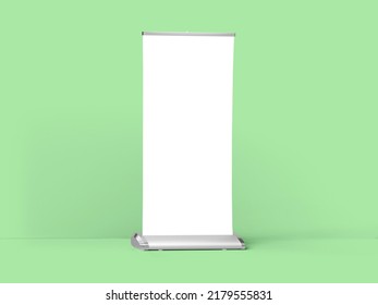 Rollup Banner Mockup Isolated On Green Background