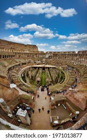 Roma, Italy - 05.10.2017: The Colosseum  - Colosseo - where the gladiators fought, one of the most famous monuments and buildings and sights of ancient Rome 