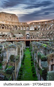 Roma, Italy - 05.10.2017: The Colosseum  - Colosseo - where the gladiators fought, one of the most famous monuments and buildings and sights of ancient Rome.