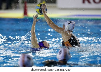 Roma, Italy, November 02 2019 Contrast Zubkova (l) Vs Picozzi (r) During Sis Roma Vs Kinef Surgutneftegas Kirishi Waterpolo EuroLeague Women Championship