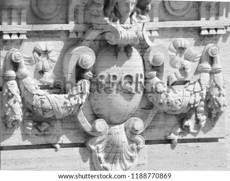 Roma (Rome) - Vittorio Emanuele II Bridge - Inscription SPQR (Senatus PopulusQue Romanus) - Detail