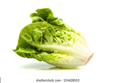 Romaine Lettuce Standing Isolated On White