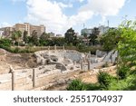 Roman amphitheater from the 2nd - 4th centuries. Ruins and pieces from ancient Alexandria.