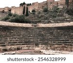 Roman Amphitheatre Malaga, Andalusia in southern Spain. El Teatro Romano is the oldest monument in Málaga City.