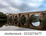 The Roman bridge of Lugo, or old bridge, is a bridge of Roman origin that has undergone numerous reconstructions during the 12th, 14th and 18th centuries. Galicia, Spain.