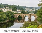 Roman bridge over the river in the city of Lugo, a world heritage site, Galicia.