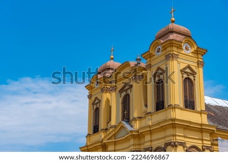 Roman catholic cathedral at the union square in romanian city Timisoara