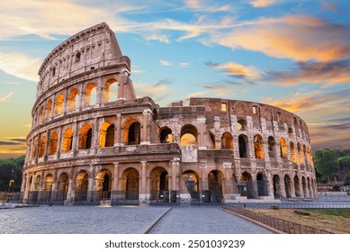 Roman Coliseum under the clouds at sunset, summer view, Italy, no people - Powered by Shutterstock