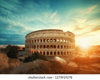 Roman Colosseum during golden hour