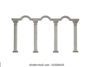 Roman columns gate isolated on white with Clipping Path 
