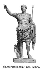 Roman emperor Augustus from Prima Porto statue isolated over white background