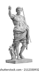 Roman emperor Caesar Augustus from Prima Porto statue isolated over white background with clipping path