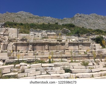 Roman Emperor Hadrian's Nymphaeum Includes Reliefs Of 9 Muses In Sagalassos Ancient City At Burdur, Turkey...