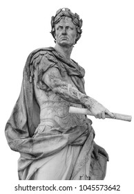 Roman Emperor Julius Caesar Statue Isolated Over White Background