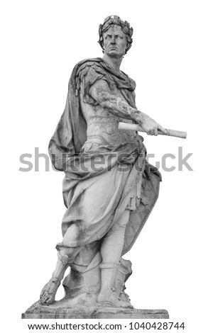 Roman emperor Julius Caesar statue isolated over white background