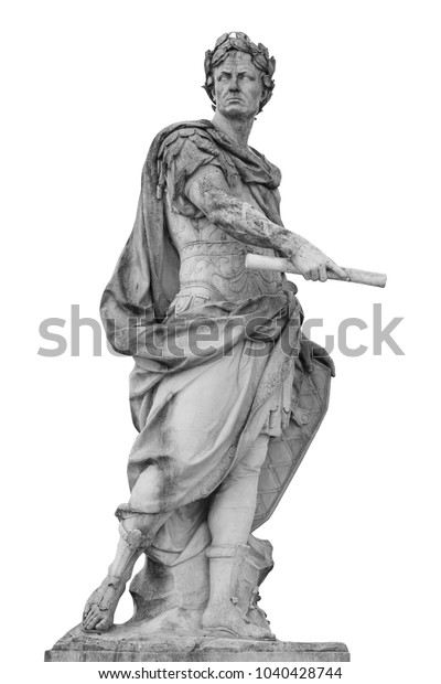 Roman emperor Julius Caesar statue isolated\
over white background