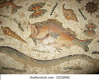 Roman Fish Mosaic From The House Of Fishing, Bulla Regia, Tunisia