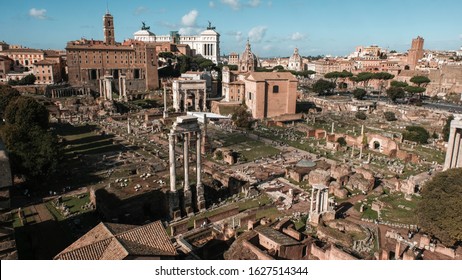 The Roman Forum On The Side Of The Palatine In The Background Of Rome