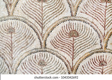 Roman Mosaic Tiles, Detail Of Ancient Wall Decorated Historic, Textured Background, Ancient Art