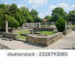 Roman ruins in Aquincum Museum, Budapest, Hungary. Aquincum was an ancient city, situated on the northeastern borders of the province of Pannonia within the Roman Empire.