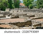 Roman ruins in Aquincum Museum, Budapest, Hungary. Aquincum was an ancient city, situated on the northeastern borders of the province of Pannonia within the Roman Empire.