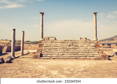 Roman ruins Sanctuaire Esculape Thuburbo Majus Tunisia