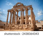 Roman ruins of the Temple of Diana in the city of Merida in the province of Badajoz, Spain.