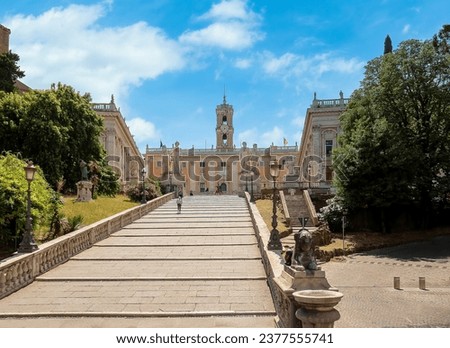 Roman square created by Michelangelo on Capitoline Hill called Piazza del Campidoglio