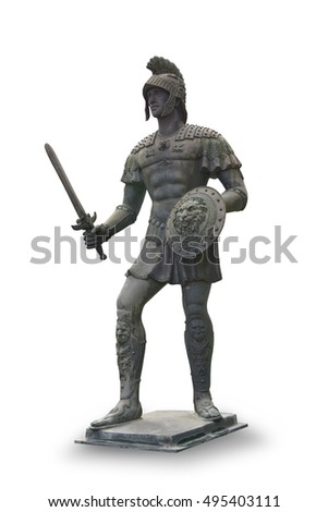 Roman statue solder isolated on white background. This has clipping path.