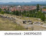 Roman street with colonnades, the ancient city of Antioch of Pisidia, which was founded by Antiochus I of the Seleucid dynasty in 281-261 BC and is located in the province of Isparta, Turkey.