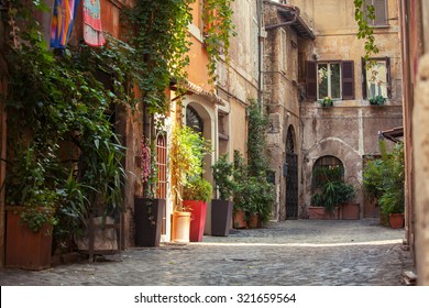 Roman street. Italy. old streets in Trastevere