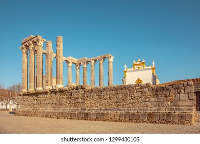 Roman Temple Diana In Evora Alentejo Portugal  Travel