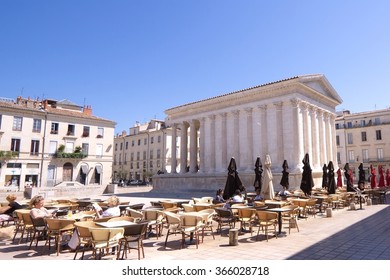 The Roman Temple Maison Carree In Nimes, France