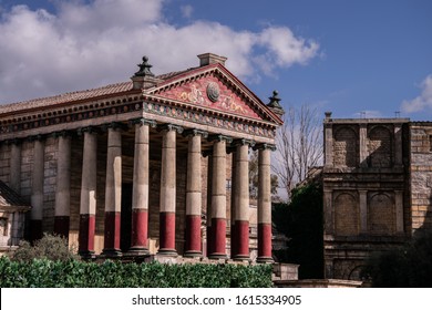 Roman Temple Shot Used For Films And Cinematics. Cinecittà Sets.