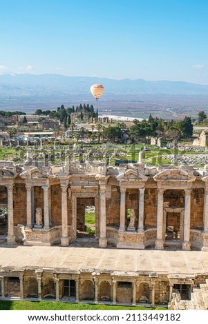 The roman theater is located in the middle of Hierapolis and is very well preserved. it was built during the reign of Emperor Hadrian in 2nd century AD. and had a capacity of 8500–10000 spectators.
