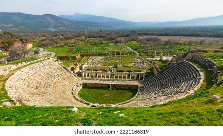 Roman theater ruins at Aphrodisias old greek city in Aydin Province, Turkey - Shutterstock ID 2221186319