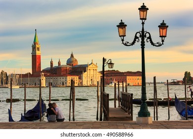 Romance of a couple in Venice 
