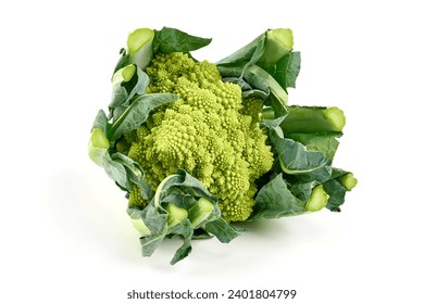Romanesco broccoli, or Roman cauliflower, isolated on white background