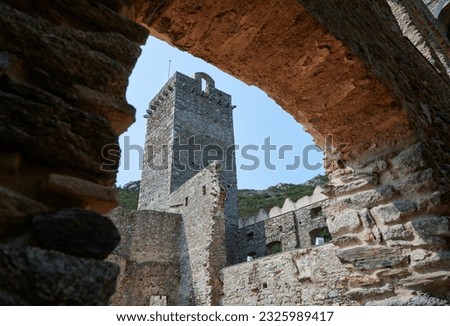 The Romanesque abbey of Sant Pere de Rodes in Rodes Mountain range in Girona, Catalonia