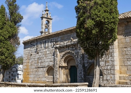 The Romanesque church of Santa María de Melide, listed as a National Monument and a landmark along the Camino de Santiago (The Way of Saint James). Galicia, Spain.