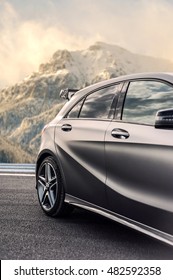 Romania, Brasov Sept 16, 2014 : Mercedes-Benz A 45 2014 AMG test drive on Sept 16 2014 in Romania. - Shutterstock ID 482592358