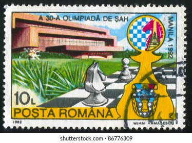 ROMANIA - CIRCA 1992: Stamp Printed By Romania, Shows Chess Olympiad, Manila, Circa 1992