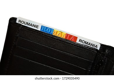 Romania, Targu Mures - May 8, 2020: Romanian ID Card Inside Of Wallet, With The National Colors And Country Name At Display, Representing Romanian Citizenship.